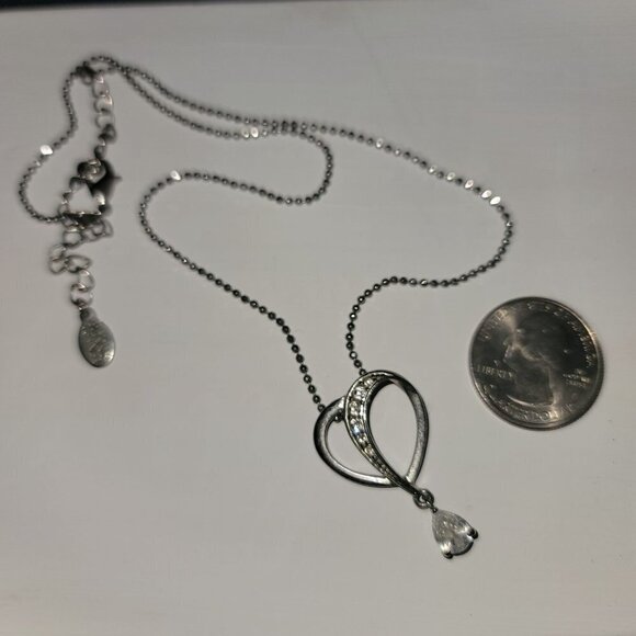 Bijoux Terner necklace silver Heart‎ Dangle15  Inch Chain - Picture 3 of 13